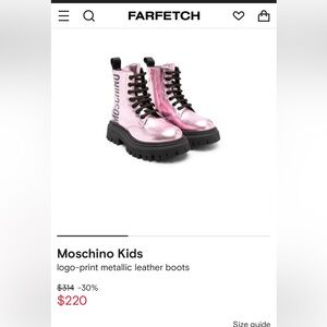 Moschino Kids Metallic Leather Boots (kids size 28)